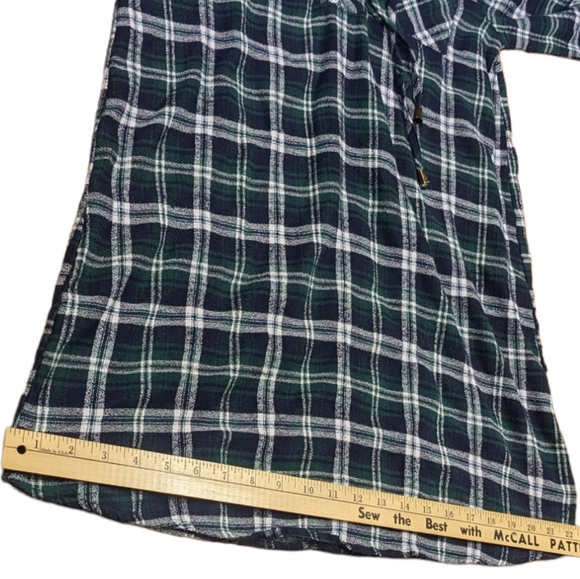 She+Sky Size Small Green Blue & White Flannel Tunic with Laces - Picture 8 of 11
